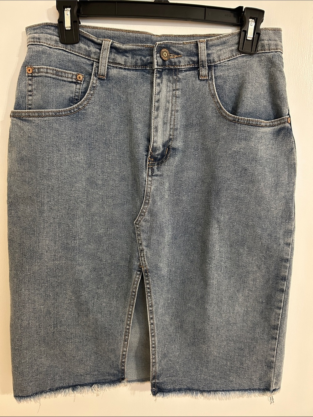 Women’s Light Blue Denim Pencil Skirt with Front Slit
